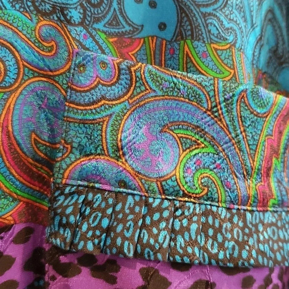 Louis Feraud 100% Silk Vintage Maxi Dress Long Sleeve Colorful Size US 12 - Picture 10 of 17